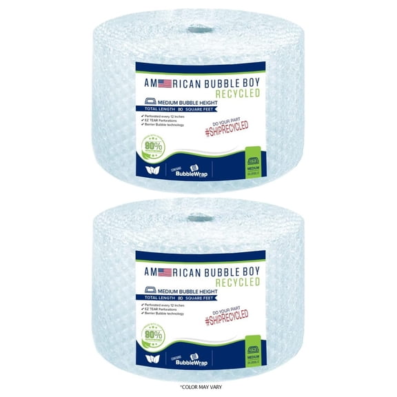 5/16 Medium Recycled Bubble Wrap - 2 Rolls