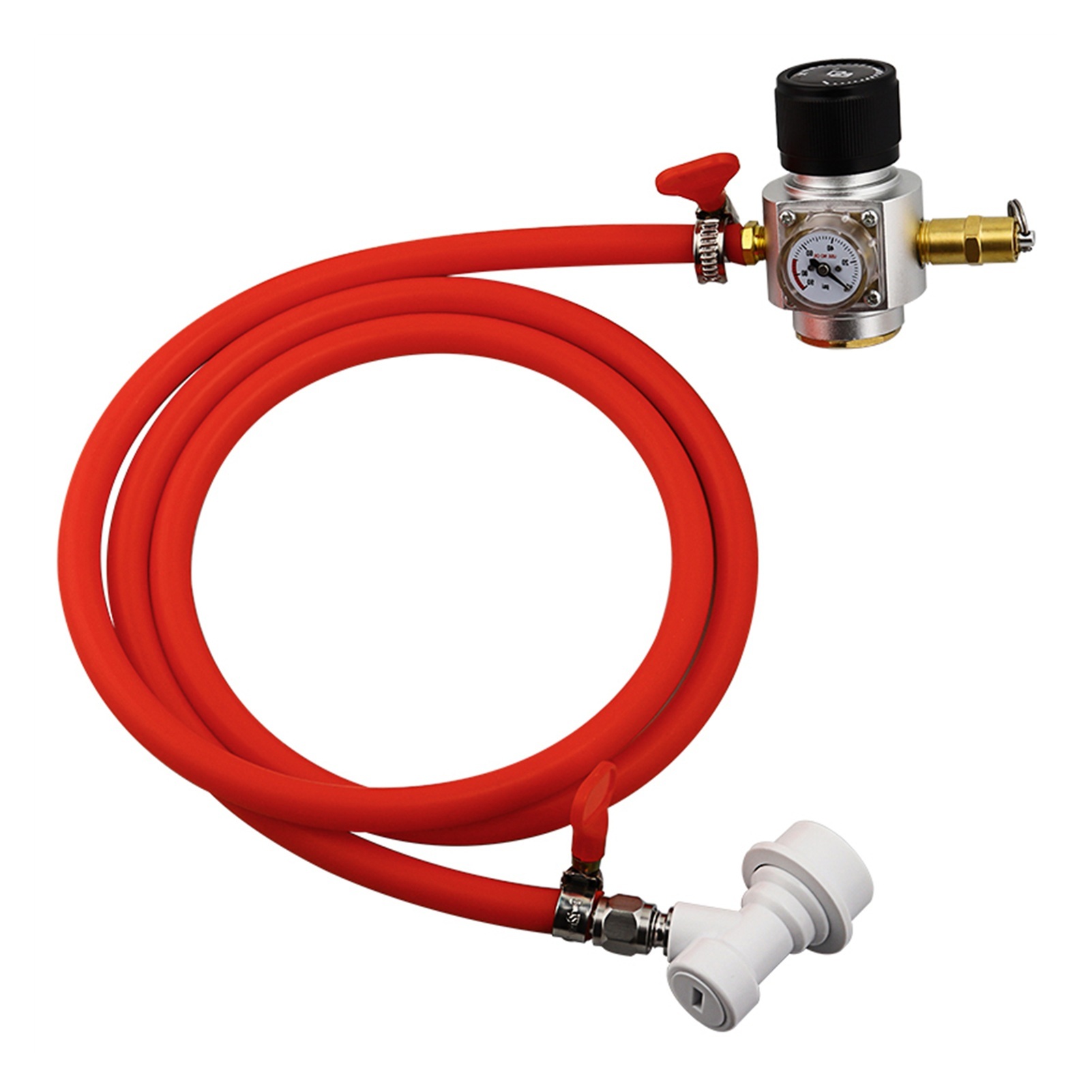 5/16" PVC Gas Line Assembly,090 PSI Soda Bottle CO2 Mini Gas Regulator