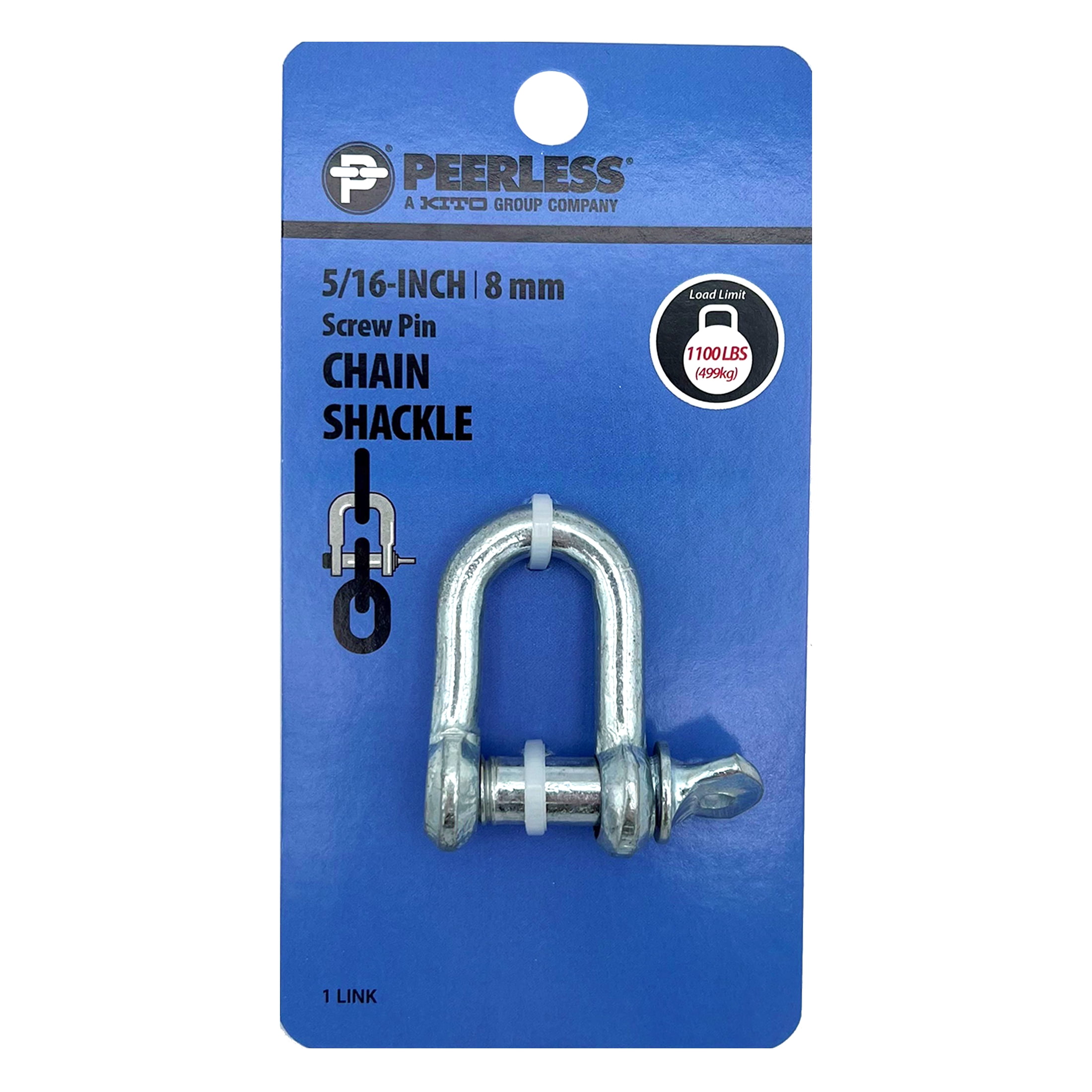 5/16" Screw Pin Chain Shackle, Zinc, Peerless Chain Company, #4719838