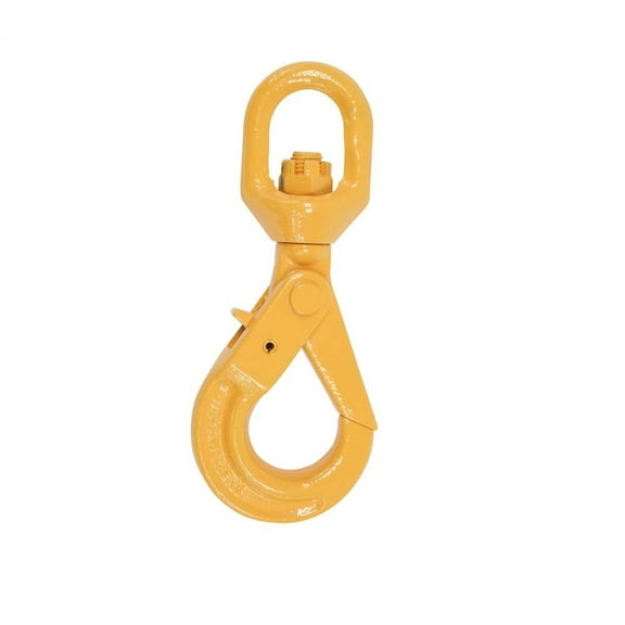 5/16'' Self Locking Swivel Hook Grade 80 - 4500 LBS Working Load Limit - Yellow Painted Forged Steel Swivel Lifting Hook