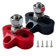 5/16 Single Stud Battery Junction Posts, Ampper Heavy Duty Power and Ground Junction Block Power Distribution Studs Terminal Kit, Pack of 2 Red and Black