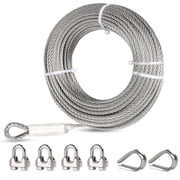 TooTaci 5/16" Stainless Steel Cable Heavy Duty, 75ft 7x19 Wire Rope Kit with Loops, 9000 lbs Break Strength for Zip line, Boat Lifts, Deck Railing