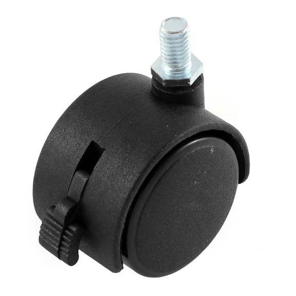 5/16" Threaded Stem 1.6" Dia Chair Trolley Dual Wheel Swivel Caster w Brake