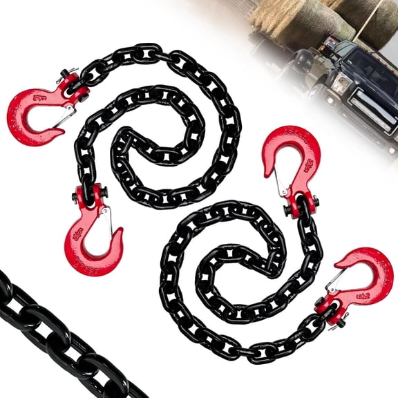 5/16" Trailer Safety Chains G80 Tow Chains with G70 Clevis Safety Hooks|36" Heavy Duty 4900 lbs Safety Working Load 17000 lbs Break Strength Transport Chains | Binding Chains (2 Pack EP Black)