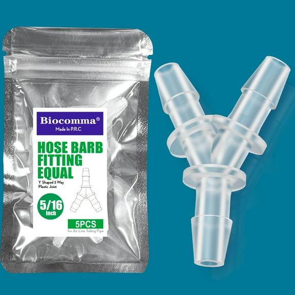 5/16 inch Hose Barb Fitting Equal Barbed Y Shaped 3 Way Plastic Joint Splicer Mender Adapter Union for Air Line Tubing Pipe ,5 pcs