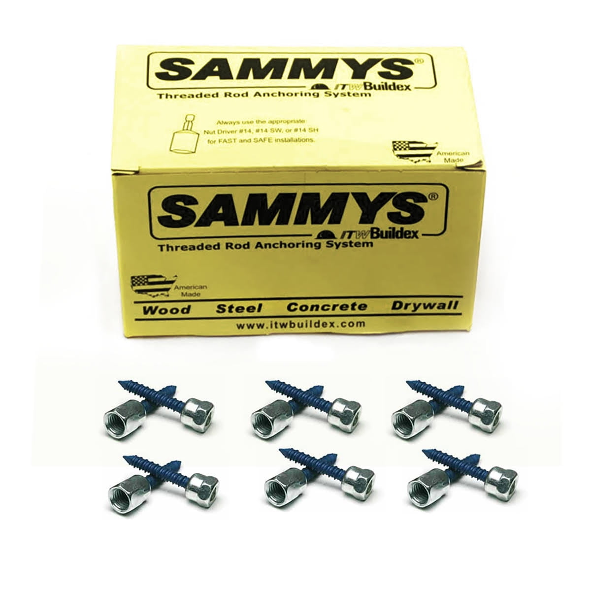 5/16 x 1 3/4 in. Sammys Rod Anchor Super Screw with 3/8 in. Threaded Rod Fitting, for Concrete (Pkg.=25)