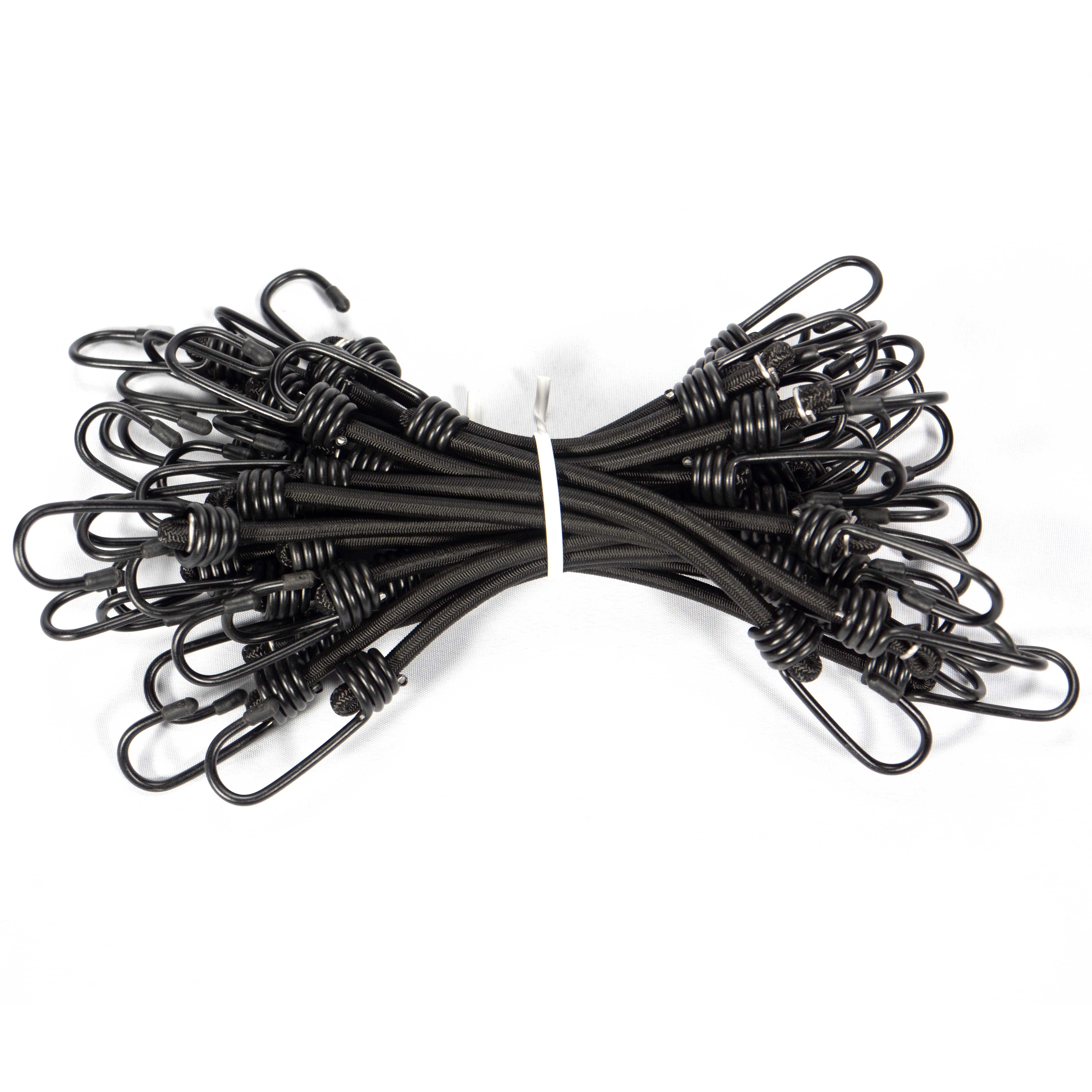 5/16" x 12" Black Bungee Cords (bundle of 25) - 8mm