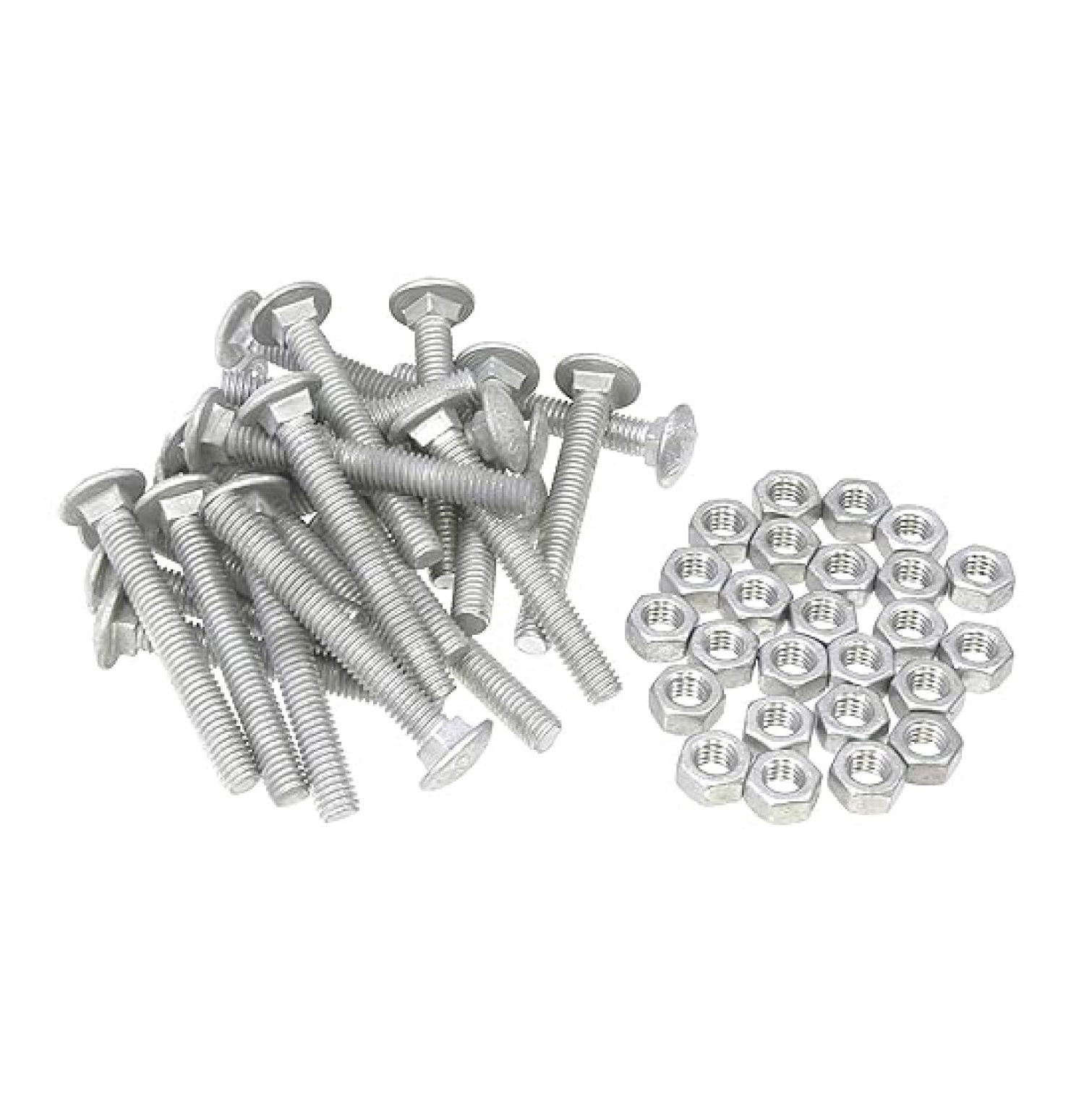5/16" x 2 1/2" Long Carriage Bolts with Nuts, Galvanized Steel (Set of 25)