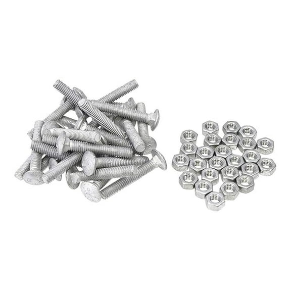 5/16 x 2" Carriage Bolts with Nuts - Galvanized Steel (25 Pack) - Woodworking Hardware - Deck, Fence, Dock Construction - Fully Threaded Fasteners