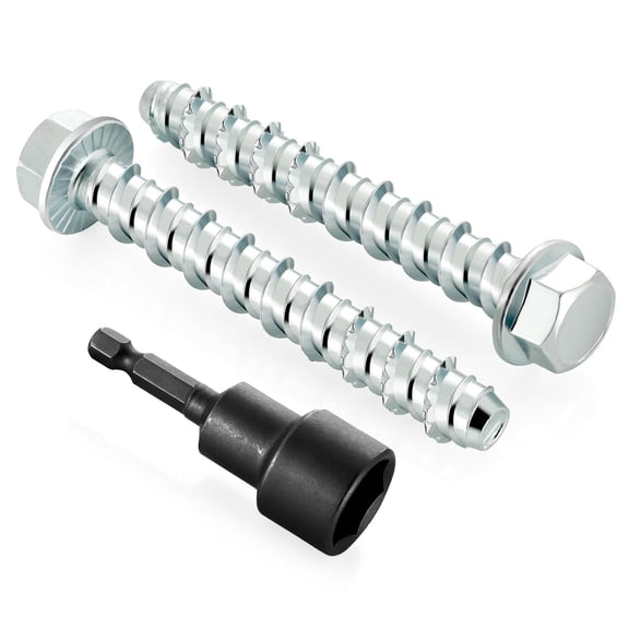 5/16" x 2" Concrete Screws, Zinc Plated Large Diameter Concrete Screw for Anchoring to Masonry, Concrete, Brick or Block, 25 PCS (Including One Socket Wrench)