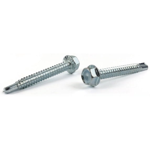 5/16" x 3" Self-Drilling Screws / Unslotted / Hex Washer Head / Steel / Zinc / Serrated - 400 Piece Carton