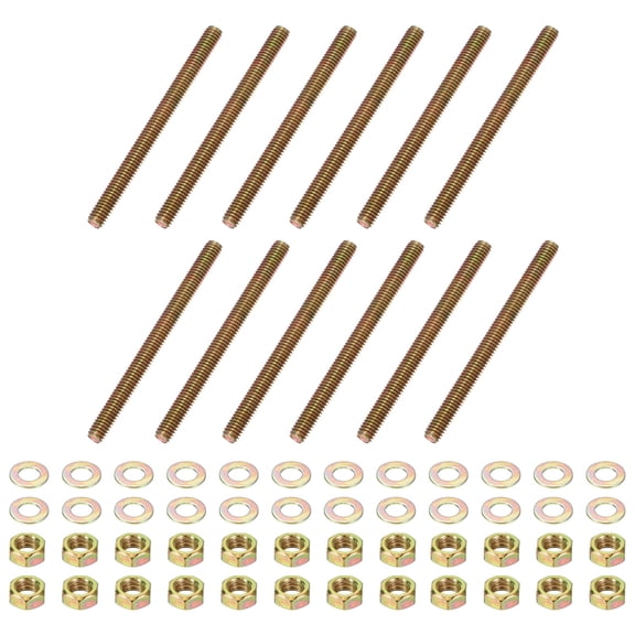 5/16" x 4" Color Zinc Fully All Thread Rod, 12 Pcs Carbon Steel Long Threaded Screw for Furniture Garden