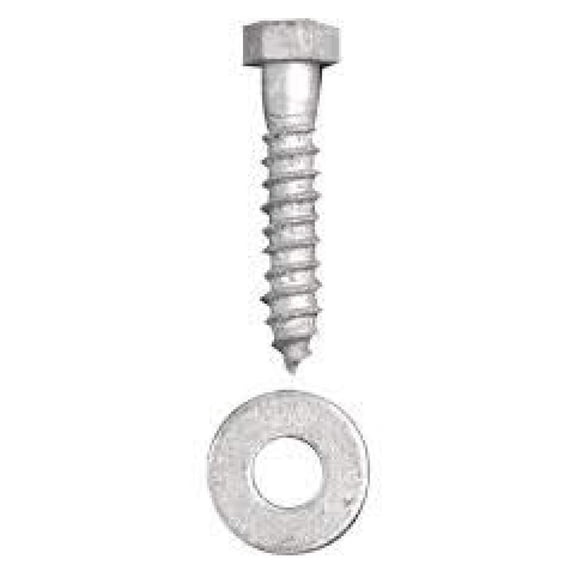 5/16" x 5" (50 Pack) Galvanized Lag Screw Kit Grade A, Includes: 5/16" USS Flat Washers (50 pc) - Hot Dip Galvanized for Exterior Use - by ,