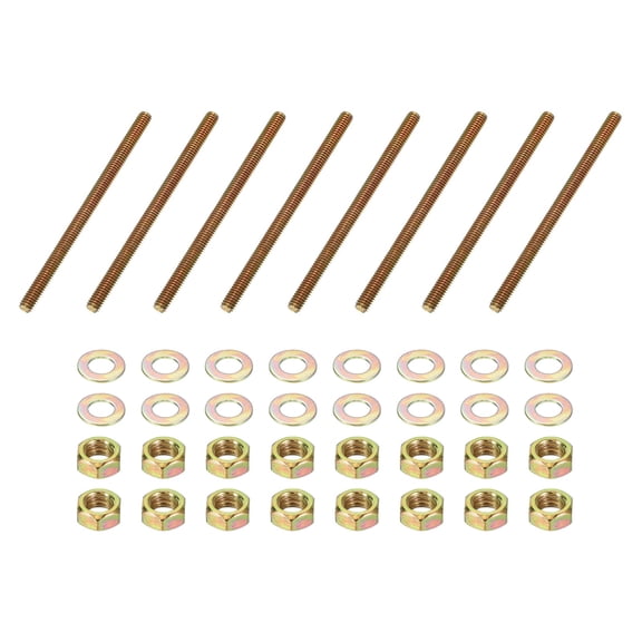 5/16" x 5" Color Zinc Fully All Thread Rod, 8 Pcs Carbon Steel Long Threaded Screw for Furniture Garden