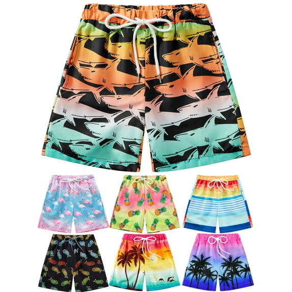 5-16T Boys Swim Trunks with Boxer Brief Liner Compression Boy Bathing Suit Quick Dry Beach Swimsuit Toddler Swim Shorts