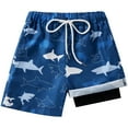thumbnail image 1 of 5-16T Little Boys Swim Trunks Kids Boardshorts Print Swimwear Quick Dry Beach Shorts UPF 50+, 1 of 7