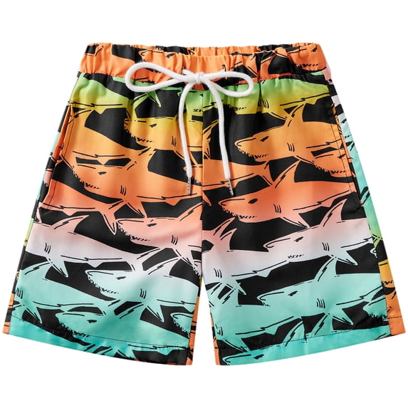 5-16Y Boys Swim Trunks with Boxer Brief Liner Compression Anti Chafe Swimming Shorts Stretchy UPF Quick Dry Swimsuit
