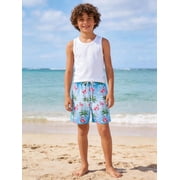 5-16Y Kids Teens Boys Swim Trunks with Compression Liner Double Layer Beach Surf Swim Shorts Quick Dry Boxer Brief Swimwear Bottoms