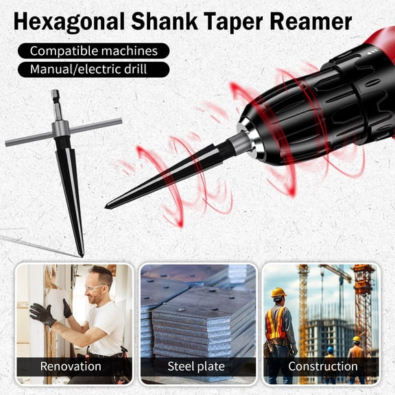 5-16mm Alloy Steel Taper Reamer - T-Handle Round/Hex Shank Tool for Drilling & Machining Metal, Wood, Plastic.