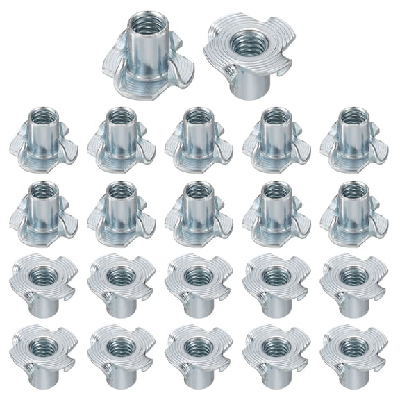 5/16x14mm T-Nuts 4 Pronged 0.83" x 0.55" Tee Nut Carbon Steel Fully Thread 50packs