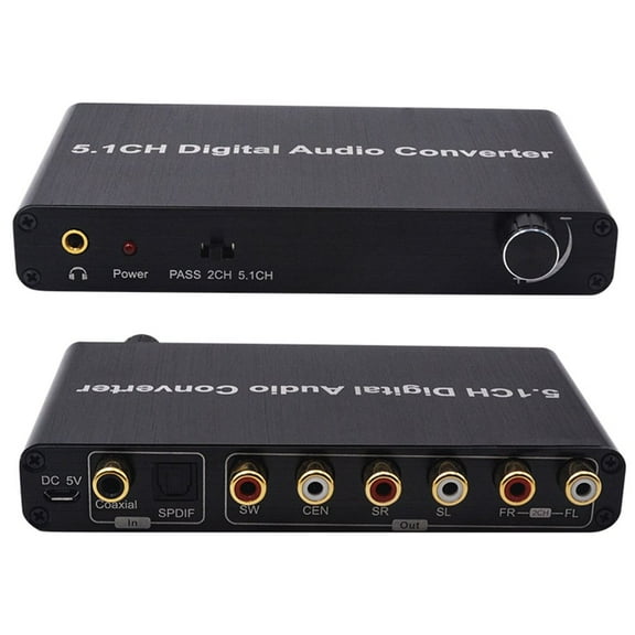 5.1CH Digital to Analog Audio Converter 192 kHz SPDIF Input to 5.1 Channel Audio Digital Sound Decoder Converter