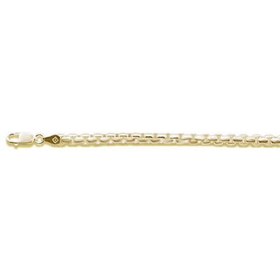 5.1MM Yellow gold plated Round Box Chain .925 Solid Sterling Silver 9 Inches