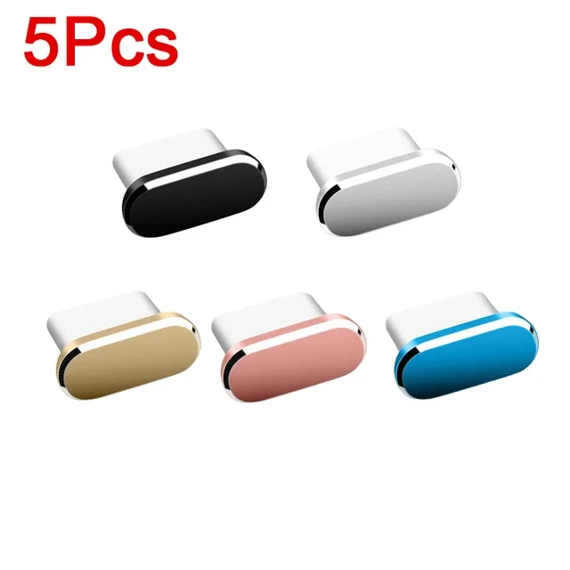 5/1PCS Type C Metal Dust Plug for Samsung Xiaomi Huawei IPhone 15
