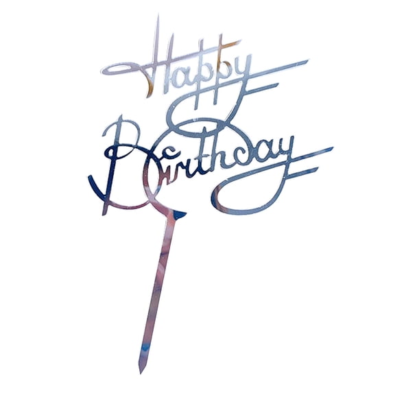 Under $5 1Pc Cake Insert,Acrylic Cake Insert Creative Happy Birthday Birthday Cake Decoration Silver,Acrylic Cake Inserts Creative Happy Birthday Birthday Cake Decoration