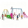 thumbnail image 1 of 5 in 1Swing Sets +3-in-1Toddler Swing Sets for Backyard with Kids Slide Outdoor Heavy-Duty Metal Playset for Kids 450lbs Swing Set with Slide, Saucer Seat, Belt Seat, Soccer Goals and Basketball Hoop, 1 of 18