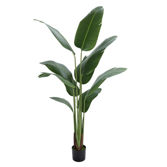 5.1ft Faux Banana Leaf Tree, Artificial Bird of Paradise Plant with Pot, Large Fake Tree for Living Room Decor, Indoor Outdoor Faux Plants for Home Office Tropical Decoration