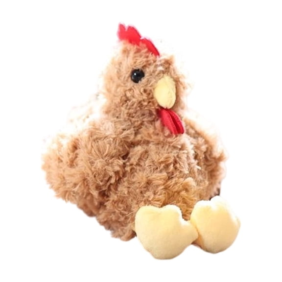 5.1in Cute Soft Plush Chicken Keychain, Fluffy Toy Keyring Charm for Backpack Purse Bag Pendant, Novelty Car Accessory Party Favor and Gift, Brown