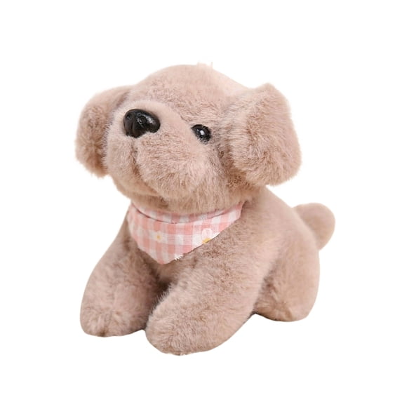 5.1in Sitting Puppy Plush Toy with Scarf, Soft Stuffed Dog Pendant, Decorative Animal Charm for Bags, Small Puppy Keychain Ornament, Home Decor Piece, Gray