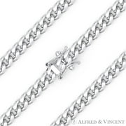 5.1mm Miami Cuban / Curb Link Italian Chain Necklace in Solid .925 Sterling Silver w/ Rhodium