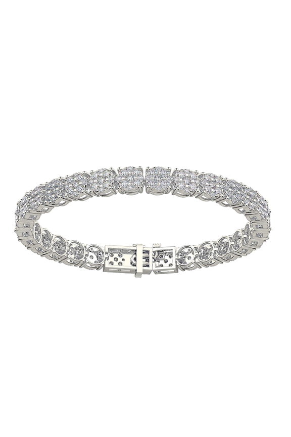 5 2/3ctw Nana Lab Created CVD Diamond Cluster Tennis Bracelet 7" 10kt White Gold