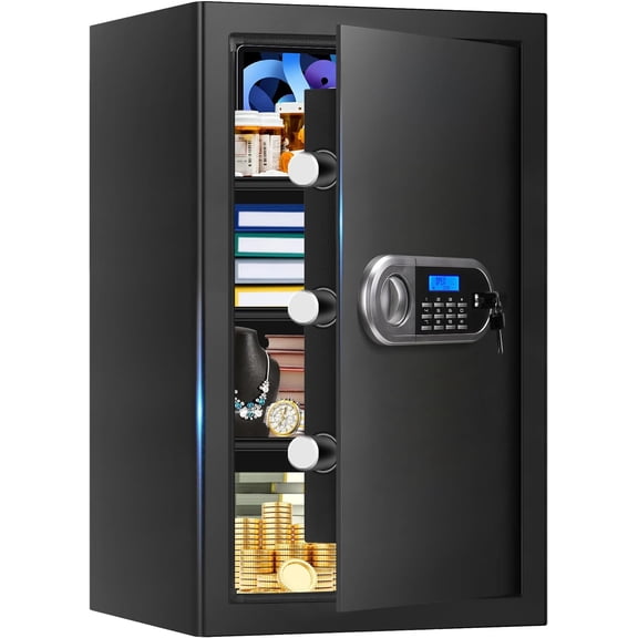 5.2 Cuft Large Safes for Use Fire and Water Proof, Anti- Digital Safe Box With Programmable Keypad & Spare , Safes Water and Fireproof for Valuables