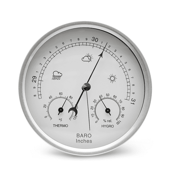 5.2" Diameter Dial Type Barometer Thermometer Hygrometer 3 in 1 Multifunction, Pure Mechanical Dial Barometric Pressure Weather Station (Imperial) AW007A