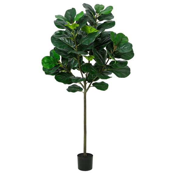 5.2 Ft Artificial Fiddle Leaf Fig Tree, Faux Ficus Lyrata Plant with 62 Fiddle Leaves, Tall Fake Plants Large Floor Plant with Pot for Indoor Living Room House Office Decor Housewarming Gift