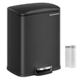 thumbnail image 1 of 5.2-Gallon (20L) Trash Can, Garbage Can with Lid, Step Trash Bin for Kitchen, Stainless Steel, Soft Close and Stays Open, Inner Bucket, Includes 15 Trash Bags, Black, 1 of 7