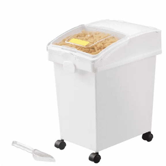 5.2 Gallons Ingredient Storage Bin 3 Pcs Set PP Material Flour Rice Bins with Wheels Scoop Sliding Lid Commercial