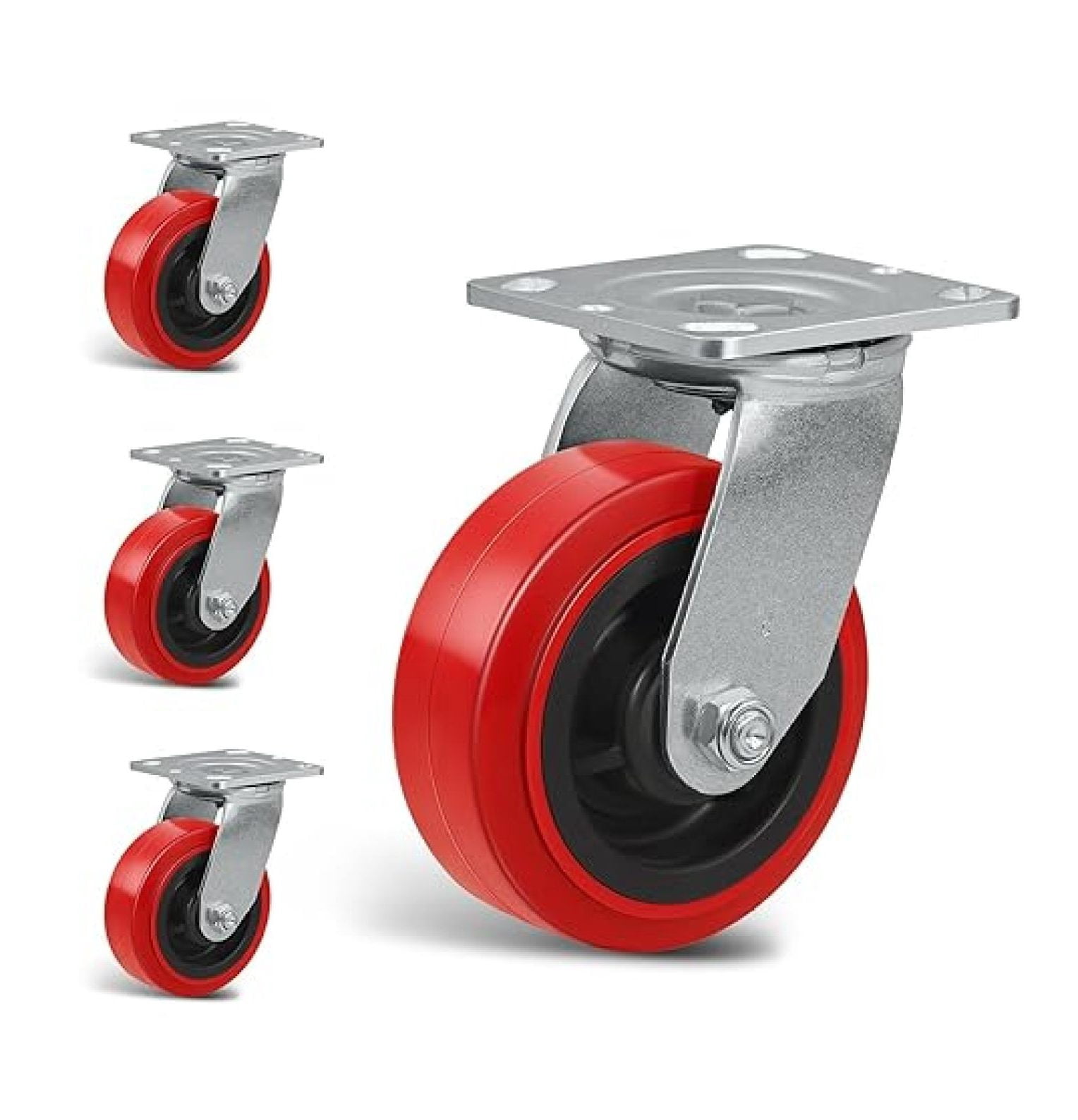5"×2" Heavy Duty Casters Set of 4, Industrial Polyurethane Casters,Load ...