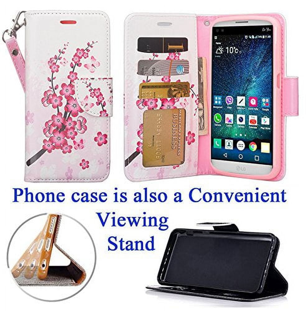 for 5.2 LG X Venture LV9 xventure Case Phone Case Designed Wallet Grip  Grained Fold Kick stand Hybrid Pouch Pocket Purse Screen Flip Cover Big  Heart 