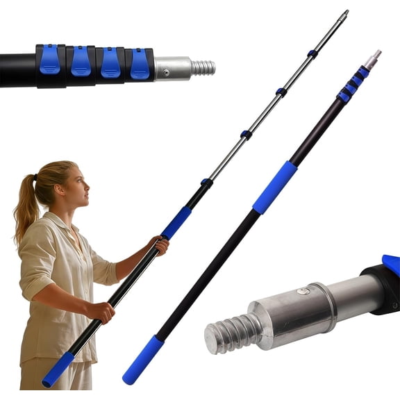 5-20FT Telescoping Pole, Multi-Purpose Extension Pole with Easy Flip Lock, Universal Twist-on Metal Tip, Lightweight Sturdy Aluminum Paint Roller Extension Pole for Painting, Window Cleaning