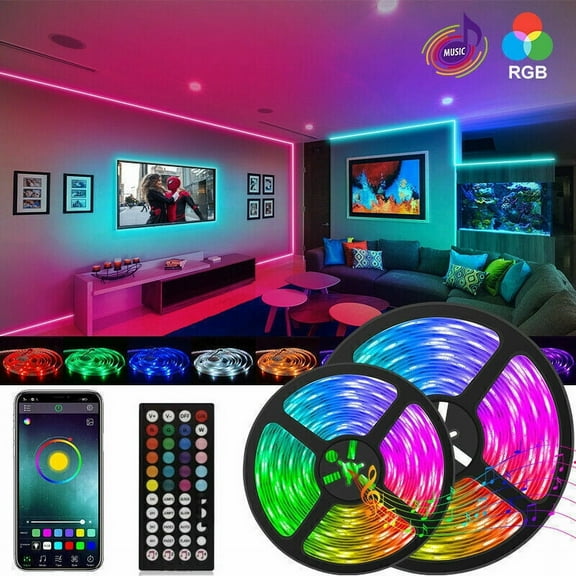 5-20M 5050 RGB LED Strip Bluetooth APP Remote TV Back/Bar Room/home/Xmas Lights