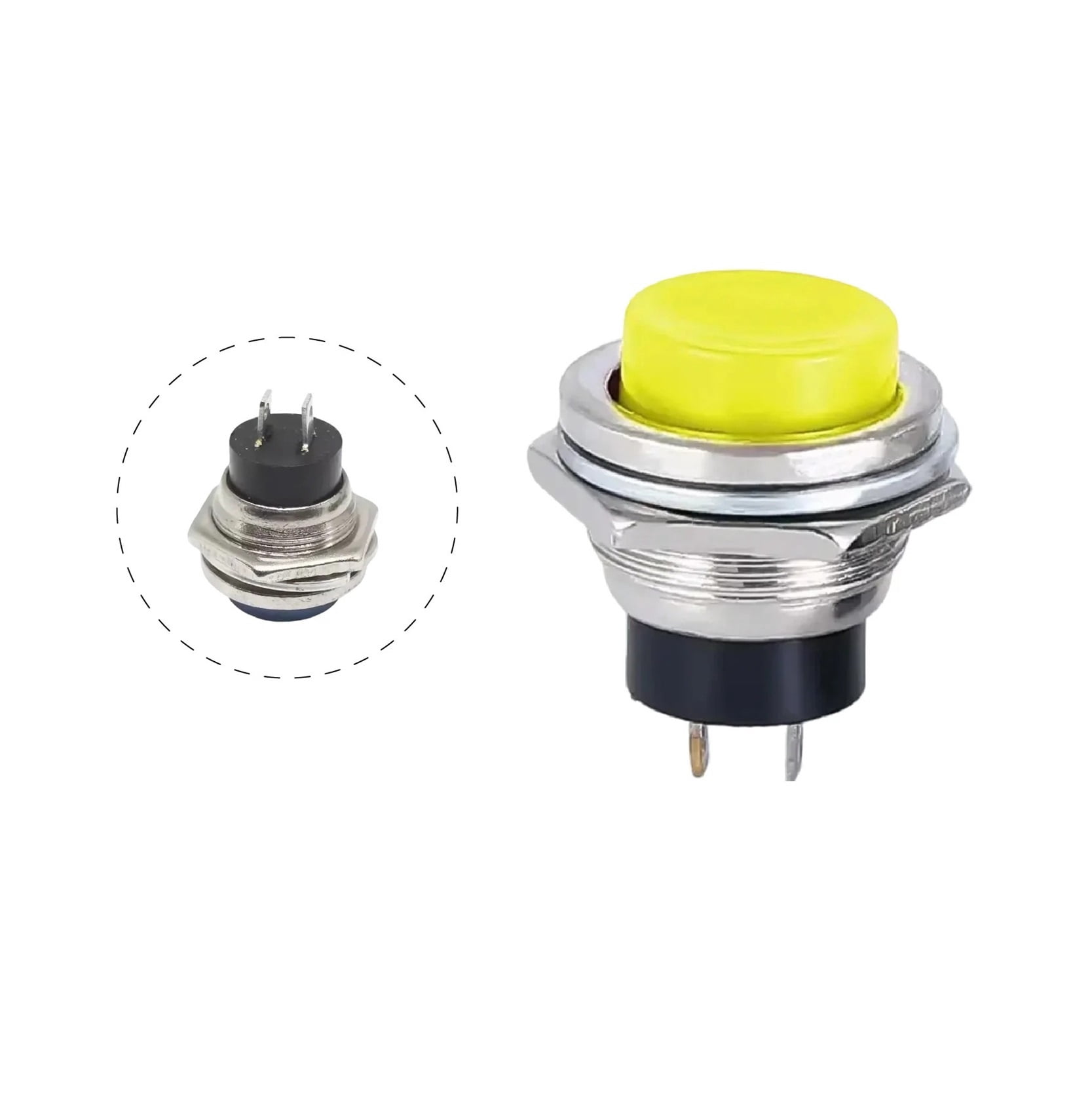 5/20PCS Metal 2Pin Momentary Push Button Switch (OFF-ON) Reset DS-212 ...