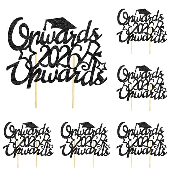 5-20pcs Prom Graduation Cupcake Toppers 2026, Black Gold Glitter Graduation Decorations for Cupcakes, Cakes & Party Desserts