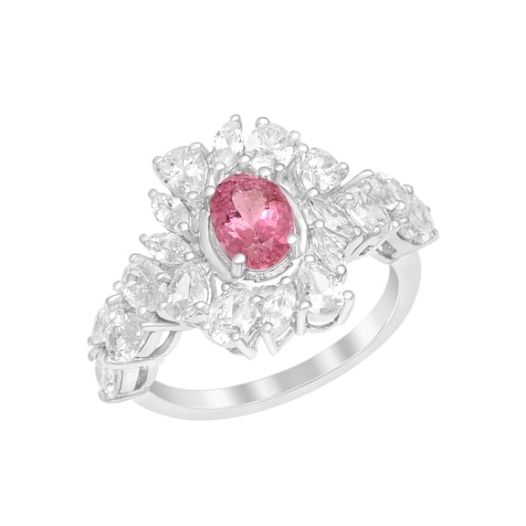 5.24 Ctw Oval Pink Cz Gemstone 925 Sterling Silver Cocktail Wedding Rings For Women, Valentine Gift For Her, 10