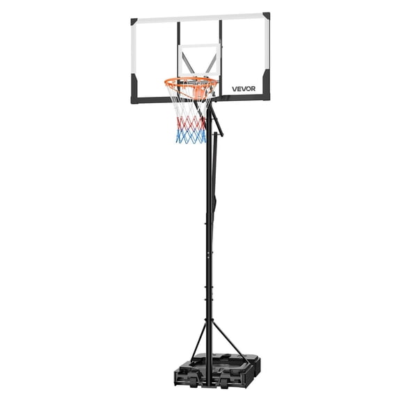 5.25-10 FT Adjustable Portable Basketball System, 48" PC Backboard & Wheels for All Ages