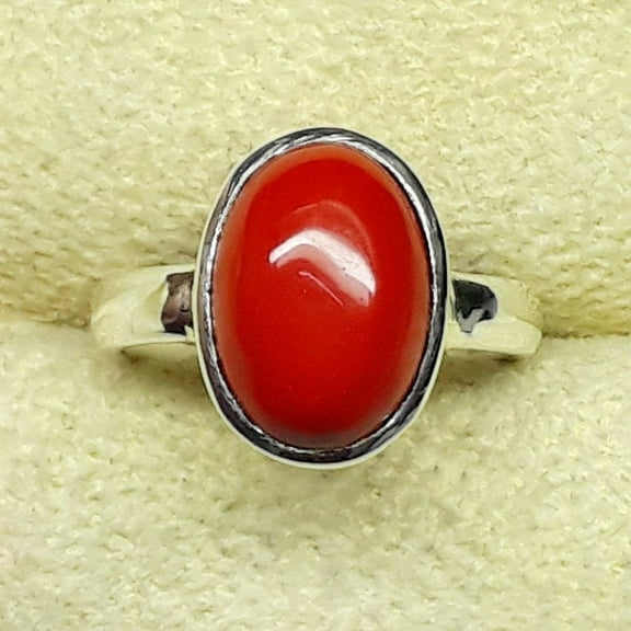 5.25 Carat Natural Certified Red Coral / Munga Moonga Panchdhatu Rashi Ratan Astrological Purpose Ring For Men 's ring April Birthstone Gift Ring