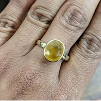 5.25 Carat Natural Certified Yellow Sapphire Ring, Pukhraj Ring, Sapphire Gemstone Ring