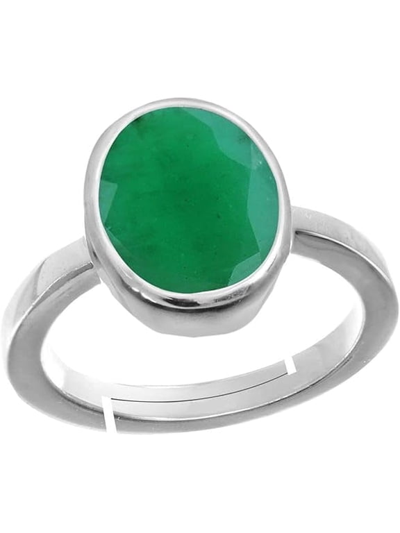 5.25 Carat Natural Green Emerald Gemstone Handmade 925 Sterling Silver-plated Adjustable Men's Women's Ring